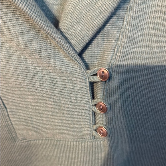 Croft & barrow 1X Teal Pullover Sweater with Button Detail - Picture 3 of 6